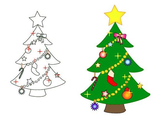 Nova godina kartica s rukama: kako nacrtati božićno drvce